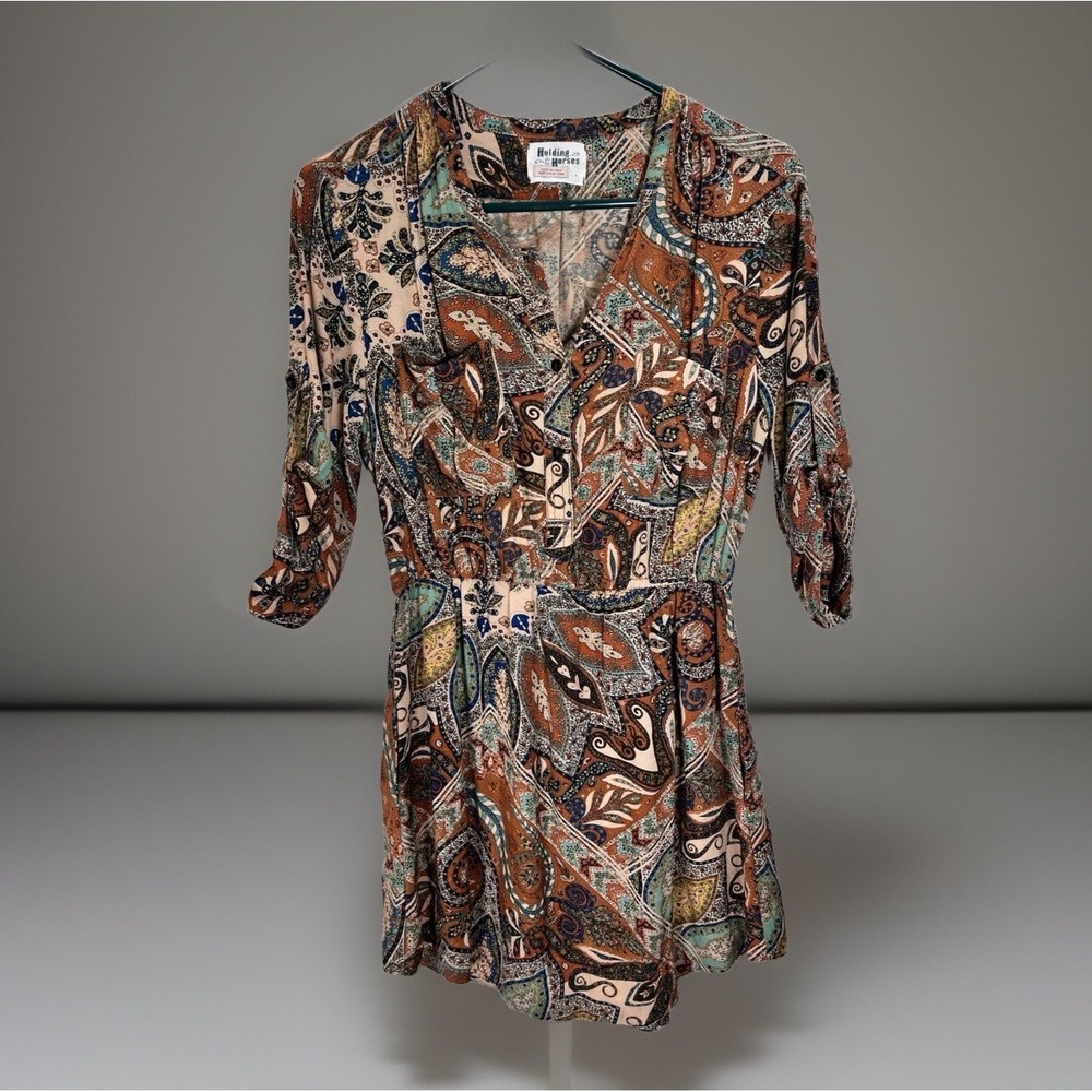 Holding Horses Anthropologie Dress Paisley Palette Shirtdress Women's Sz 4